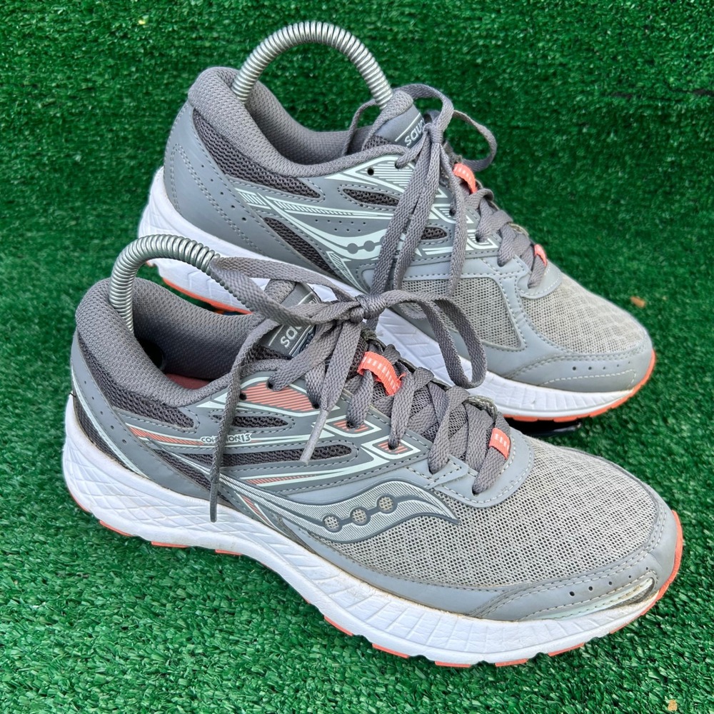 Saucony‎ Cohesion 13 Womens Running Shoes Grey Coral S10559-5 Size 7.5